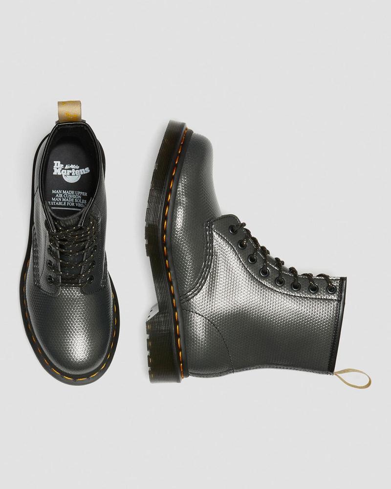 Dr Martens Vegan 1460 Metallic Emboss Snørestøvler Dame Grå | DK 224VRW